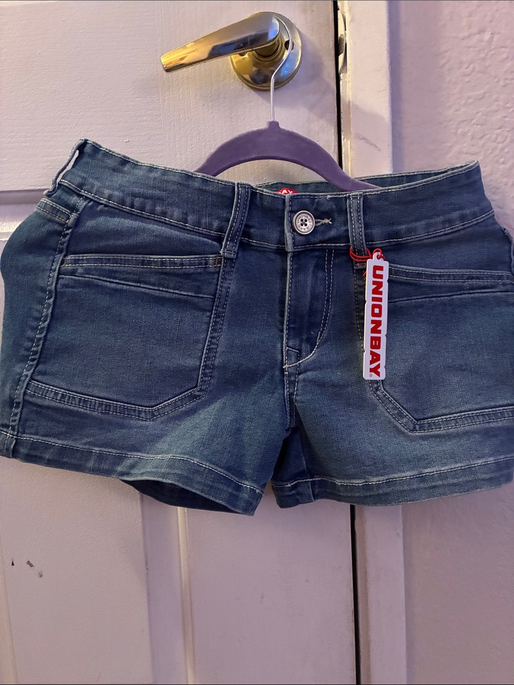 UNIONBAY Women's Dark Blue Denim Shortie Shorts